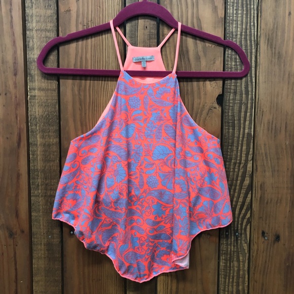 NWT size small Charlotte Russe pink orange crop top - Picture 4 of 6